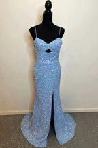 Cut Out Prom Dresses with Slit Spaghetti Strap Prom Dress SYP146