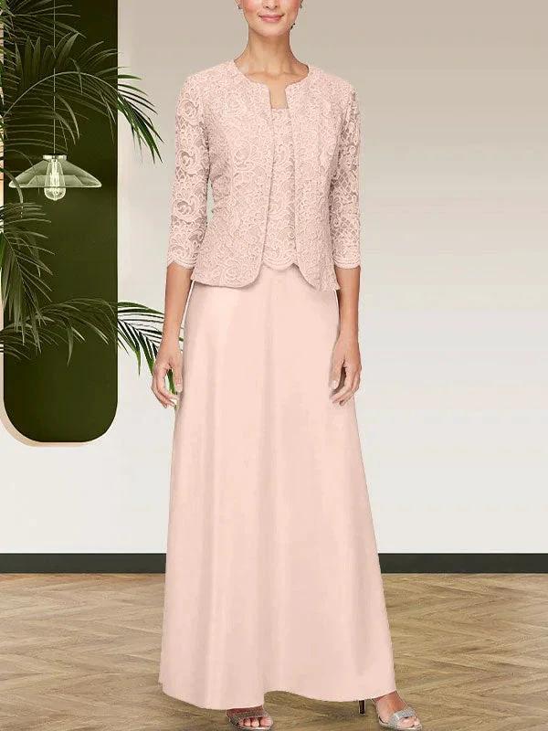 Glitter Lace & Satin Skirt Jacket Dress with Open Jacket