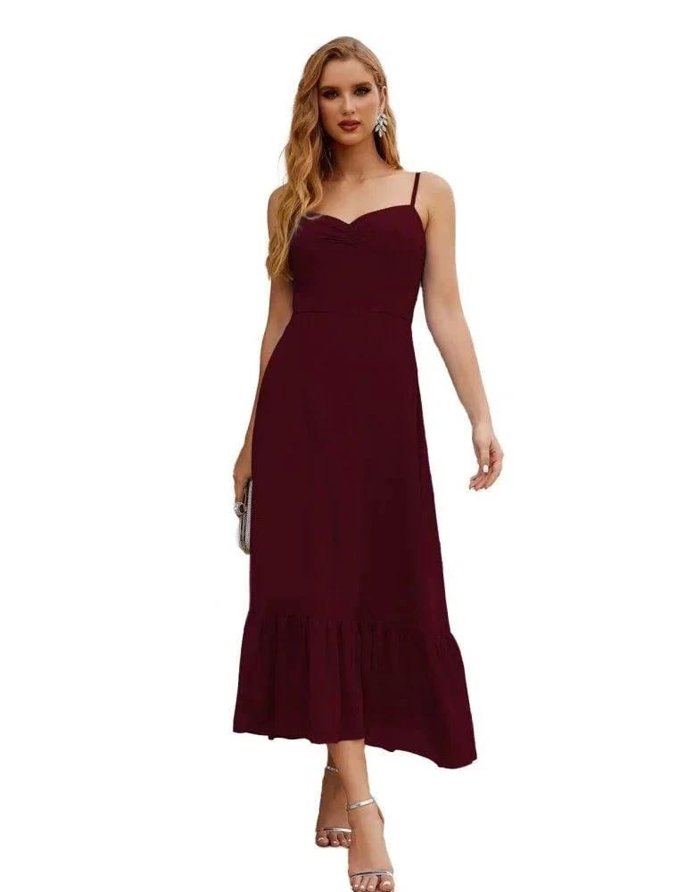Numbersea  Spaghetti Strap Chiffon Bridesmaid Dress Ankle Length Formal A Line Cocktail Party Homecoming Dress for Juniors  SEA28028