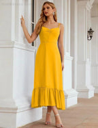 Numbersea  Spaghetti Strap Chiffon Bridesmaid Dress Ankle Length Formal A Line Cocktail Party Homecoming Dress for Juniors  SEA28028