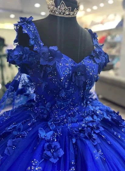 Royal Blue Sweet 16 Princess Ball Gown Quinceanera Dresses with Train for Girls Prom Party Evening Long,Y2479
