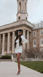 Sexy White Graduation Dress with Long Sleeves White Short Homecoming Dress Y1901