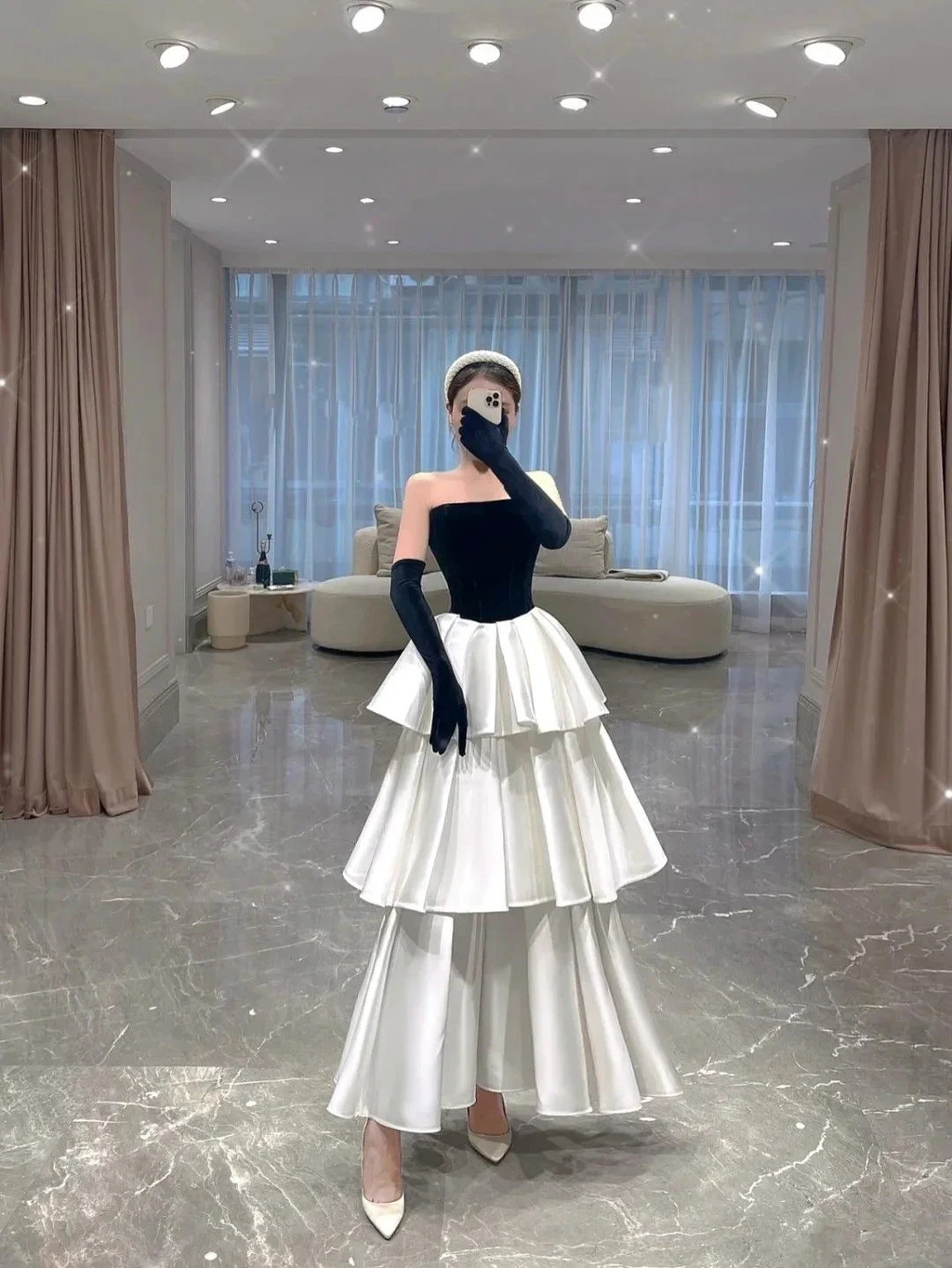 Strapless A-line Multi-layered Evening Dress Evening Party Dress Y4380