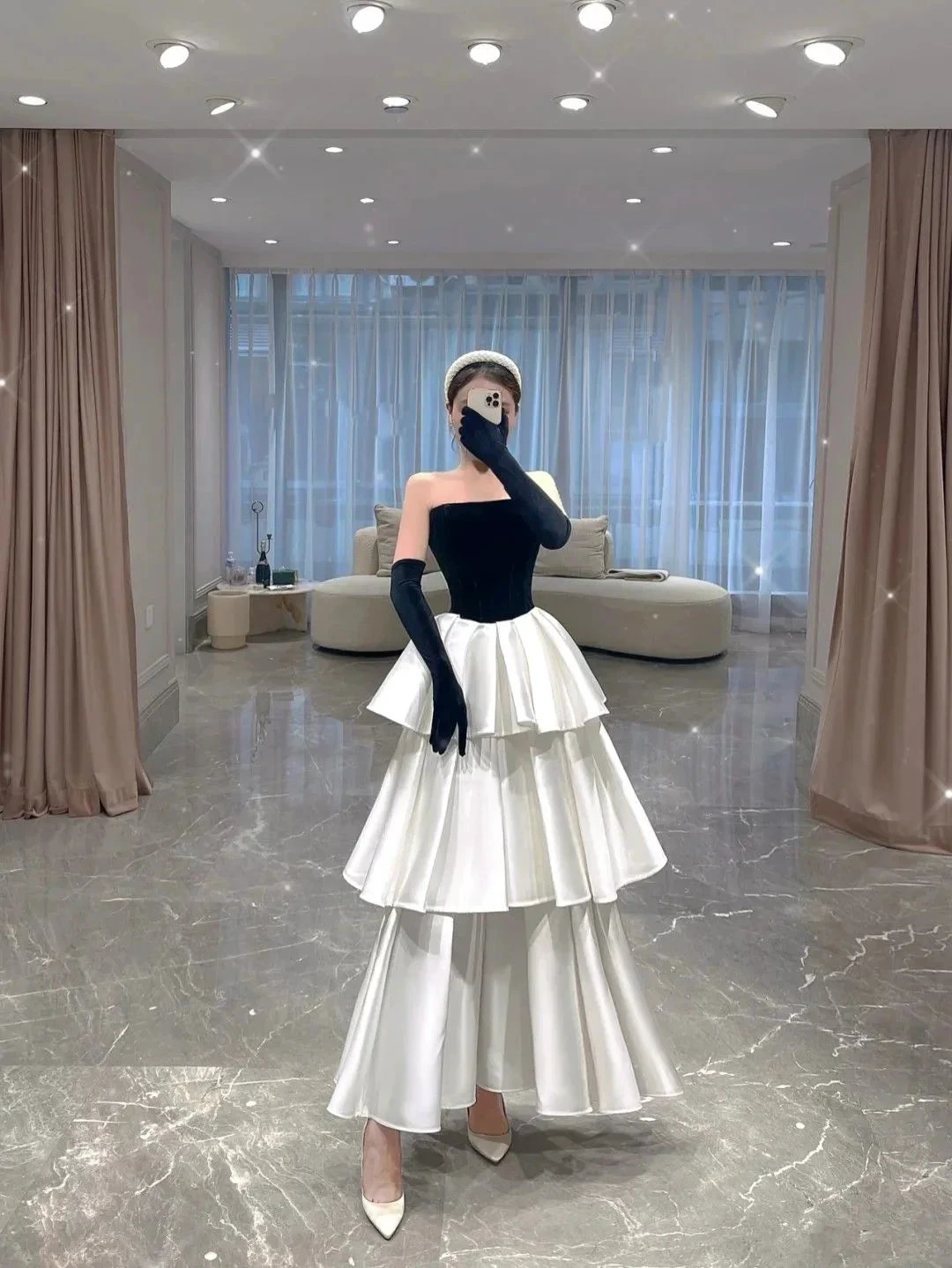 Strapless A-line Multi-layered Evening Dress Evening Party Dress Y4380