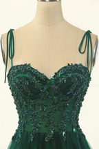 A-Line Green Tulle Above Knee Length Homecoming Dress Party Dress Y1703