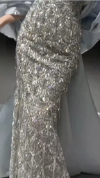 Sparkly Satin Beaded Mermaid Evening Dress Long Prom Dress With Bow Y8330