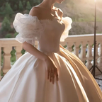 Vintage White Satin Wedding Dress Charming Wedding Dress Y411