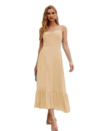 Numbersea  Spaghetti Strap Chiffon Bridesmaid Dress Ankle Length Formal A Line Cocktail Party Homecoming Dress for Juniors  SEA28028