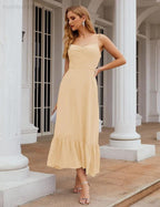 Numbersea  Spaghetti Strap Chiffon Bridesmaid Dress Ankle Length Formal A Line Cocktail Party Homecoming Dress for Juniors  SEA28028