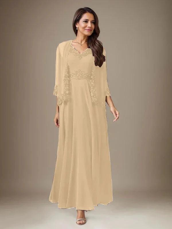 Plum A-Line Sequins Chiffon Dress