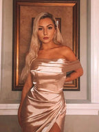Off-the-Shoulder Ruched Prom Dresses SYP135