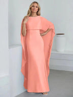 Sheath Scoop Floor-Length Chiffon Mother of the Bride Dress With Cascading Ruffles