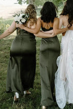 Cowl Neck Spaghetti Strap Champagne Bridesmaid Dress BD123