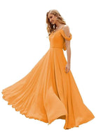Numbersea Cold Shoulder Chiffon Bridesmaid Dresses Long Maxi Formal Prom Gowns for Women Party  SEA28059