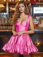 Cute A Line Spaghetti Straps Ruffles Homecoming Dresses