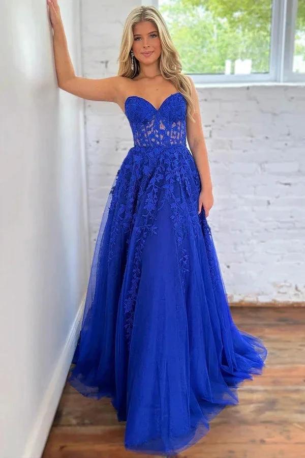 Cute A Line Sweetheart Tulle Prom Dresses Formal Gowns PSK532