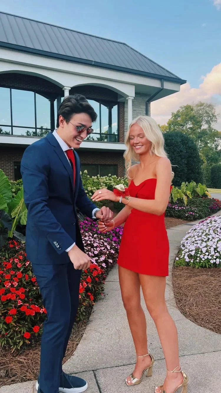 Red Strapless Tight Homecoming Dress 22nd Birthday Party Dress Y2976