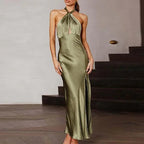 Sexy Olive Green Backless Evening Dress Olive Green Gala Dress Y7400