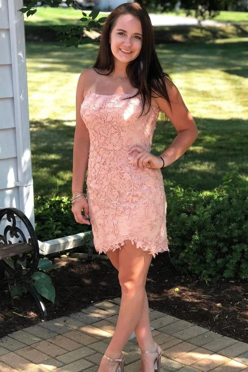 Sexy Tight Sleeveless Lace Short Prom Dresses Homecoming Dresses