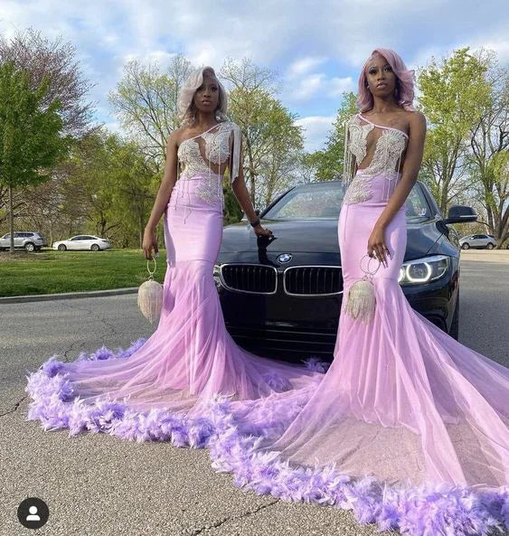 Sexy Mermaid Prom Dress With Feathers Charming Evening Dress Y6637