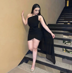 Sexy Black Party Dress Black Cocktail Dress Short Homecoming Dress Y4642