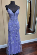 Charming Lace Appliques Mermaid Straps Evening Dress Y4468