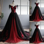 Unique Off The Shoulder Green A-line Sweetheart Tulle Long Party Dress Evening Dress Y7795