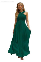 Numbersea Women Halter Chiffon Bridesmaid Dress A-line Long Formal Prom Gown SEA28015