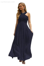 Numbersea Women Halter Chiffon Bridesmaid Dress A-line Long Formal Prom Gown SEA28015
