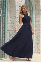 Numbersea Women Halter Chiffon Bridesmaid Dress A-line Long Formal Prom Gown SEA28015