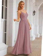 Numbersea Spaghetti Strap Bridesmaid Dresses Long Formal Party Prom Gowns 28060