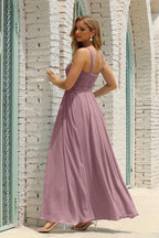 Numbersea Women Halter Chiffon Bridesmaid Dress A-line Long Formal Prom Gown SEA28015