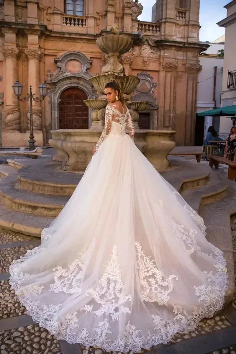 Detachable Train Mermaid Long Sleeves Wedding Dresses Lace Robe De Mariée Vestido De Noiva