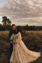 Detachable Sleeves Sweetheart Neckline Sequin Lace A-line Wedding Dresses WD596
