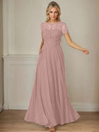 Dark Navy A-Line Boatneck Sequins Chiffon Dress