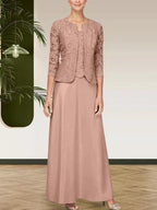 Glitter Lace & Satin Skirt Jacket Dress with Open Jacket