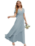 Numbersea Chiffon Bridesmaid Dresses Long Formal Evening Prom Mother of The Bride Dress with Flutter Sleeve     SEA28040