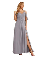 Numbersea Chiffon Cold Shoulder Long Bridesmaid Dresses Plus Size Formal Prom Gowns for Women Party Wedding  SEA28070