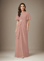 Dark Navy Sheath Beaded Chiffon Dress