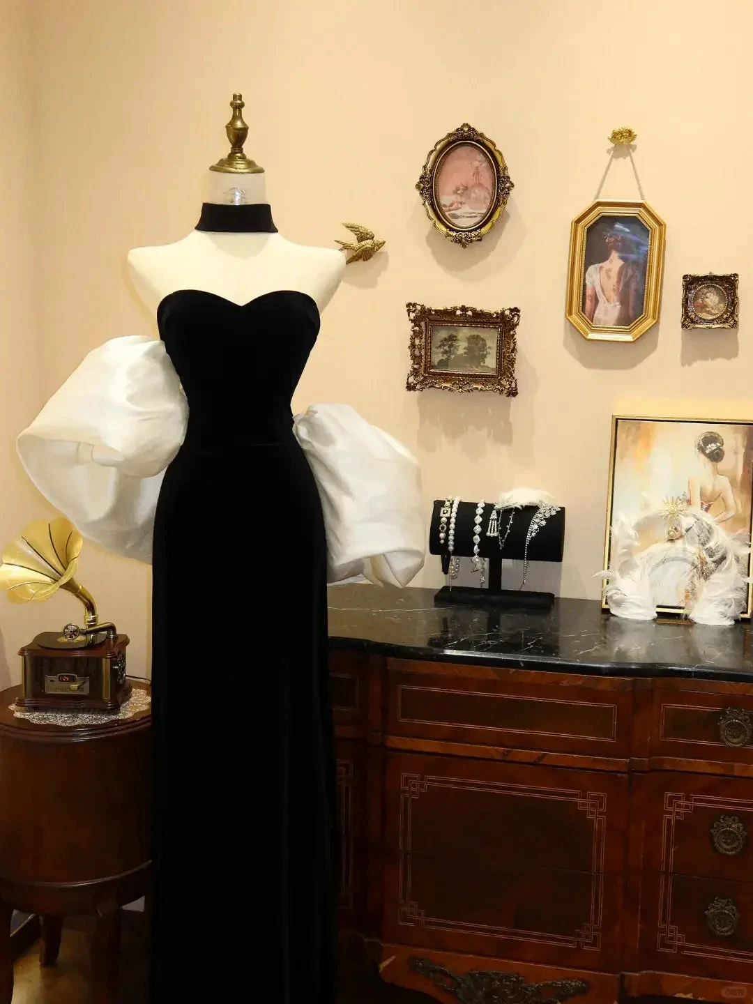 Elegant Black White Off The Shoulder Mermaid Evening Dress Prom Dress Y8598