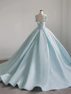 Blue Satin Long Ball Gown , Blue Sweet 16 Dress Y392