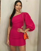 New Arrival One Sleeve Bodycon Dress Mini Homecoming Dress Y2186