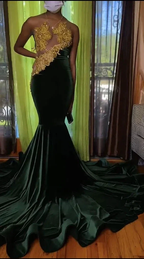 Charming Green Mermaid Evening Dress Green Evening Gown Y6537