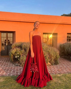 Strapless Maxi Dress Wedding Guest Dress Evening Dress Y4737