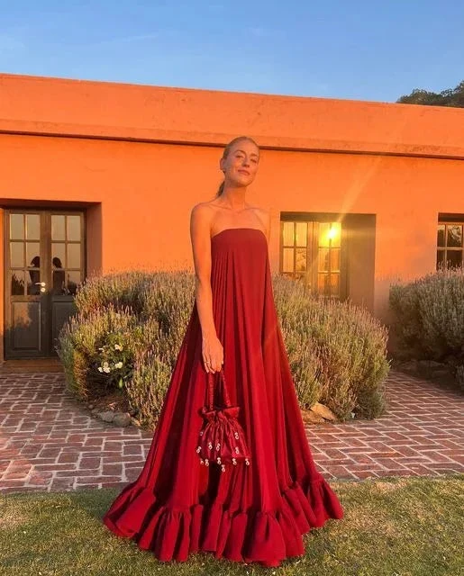 Strapless Maxi Dress Wedding Guest Dress Evening Dress Y4737