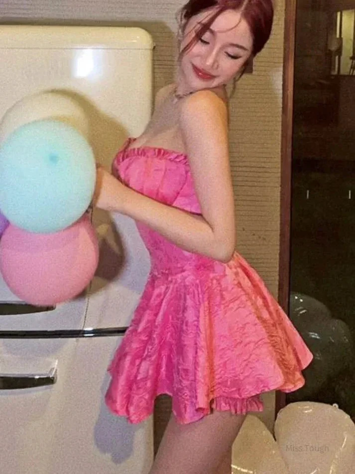 Sweet Pink A Line Strapless Short Homecoming Dress Y7753