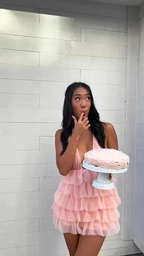 Cute Deep V Neck Pink Homecoming Dress Pink Birthday Party Dress Y1941