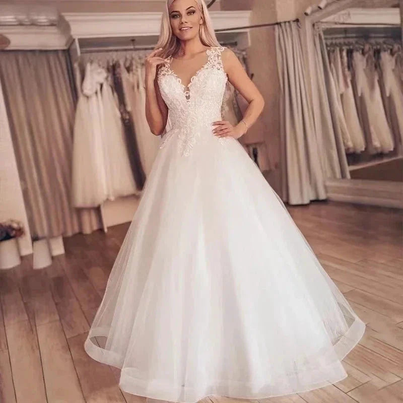 Elegant A Line Boho Custom Made Wedding Dress  Beach Bridal Gowns Plus Size Lace Vestidos De Noiva Simple Свадебное платье