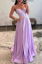 Adrianna | Strapless Lilac Corset A-Line Prom Dress with Rhinestones