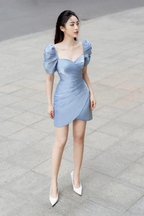 Vintage Blue Homecoming Dress Blue Cocktail Dress Y2542